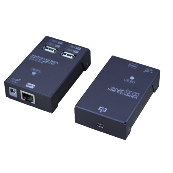 картинка Удлинитель REXTRON USB по кабелю CATx, 4 x USB 2.0 ports, Plug-n-Play, RJ45, до 60м/50м (cat6/cat5e) [USBX-M200] 