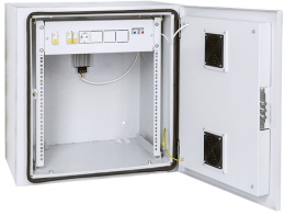 картинка Настенный двухсекционный  шкаф 19", 12U, металлическая дверь, промышленный, степень защиты IP55, Ш600хВ638хГ600мм, серый. 