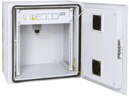 картинка Настенный двухсекционный  шкаф 19", 18U, металлическая дверь, промышленный, степень защиты IP55, Ш600хВ904хГ600мм, серый. 