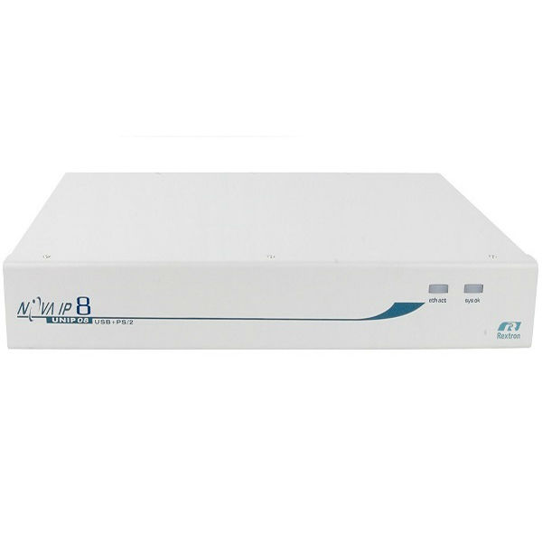картинка Переключатель REXTRON IP KVM 1U, 8 портов D-Sub(15-pin) + PS/2 или USB, LAN 10/100, RS232, экранное OSD-меню, 8 кабелей 1,8м, комплект крепления 19" [UNIP-J08C] 